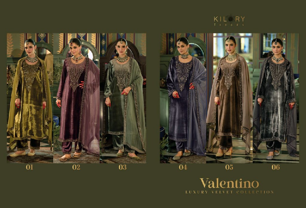 KILORY TRENDS VELENTINO WHOLESALE PURE VELVET WINTER SPECIAL UNSTITCH SALWAR SUITS EXPORTER