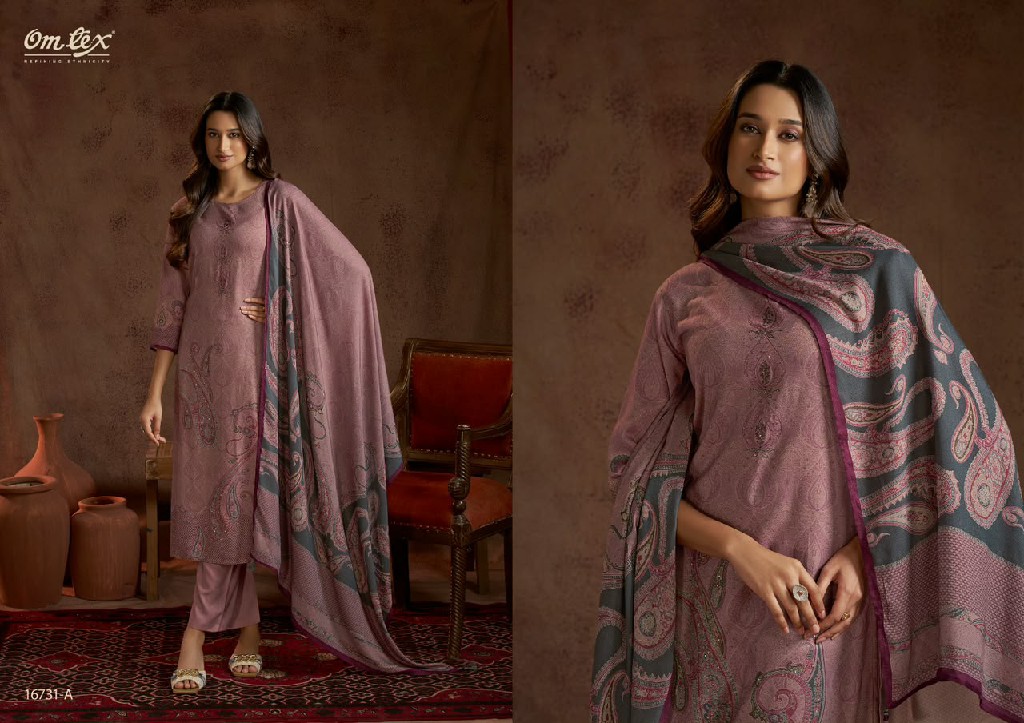 OMTEX PRANJALI WHOLESALE PURE PASHMINA WINTER WEAR UNSTITCH SALWAR SUITS FOR EXPORT