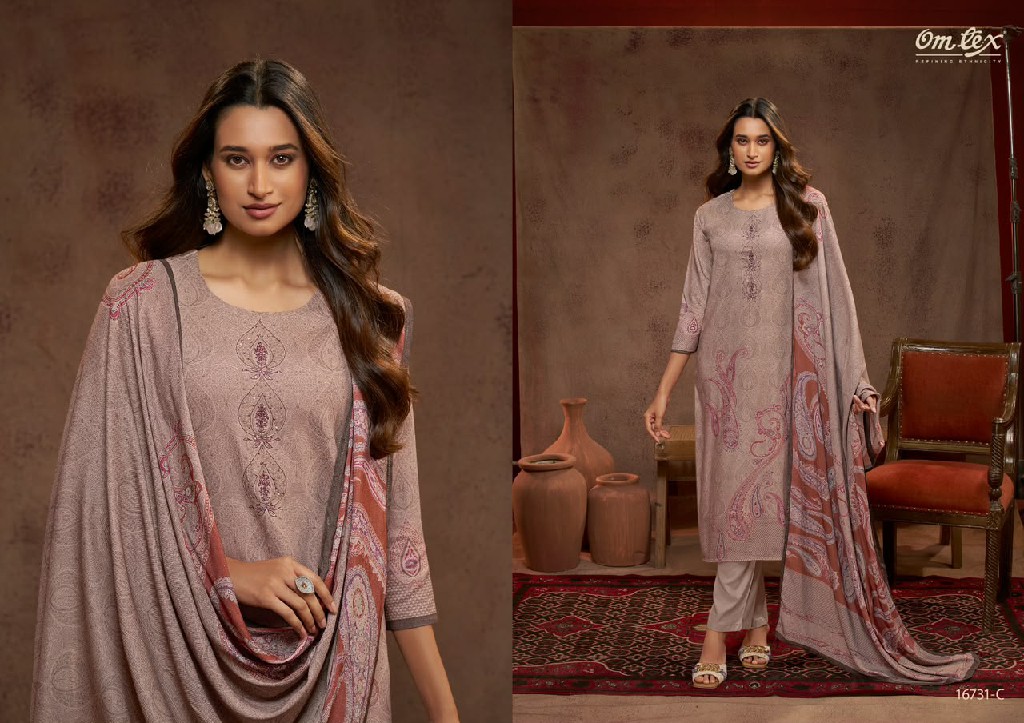 OMTEX PRANJALI WHOLESALE PURE PASHMINA WINTER WEAR UNSTITCH SALWAR SUITS FOR EXPORT