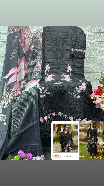 SANIYA TRENDZ OMBRE PREMIUM VOL  D.NO 6001J TO 6001M WHOLESALE COTTON CHIKANKARI EMBROIDERED UNSTITCH SALWAR SUITS SUPPLIER