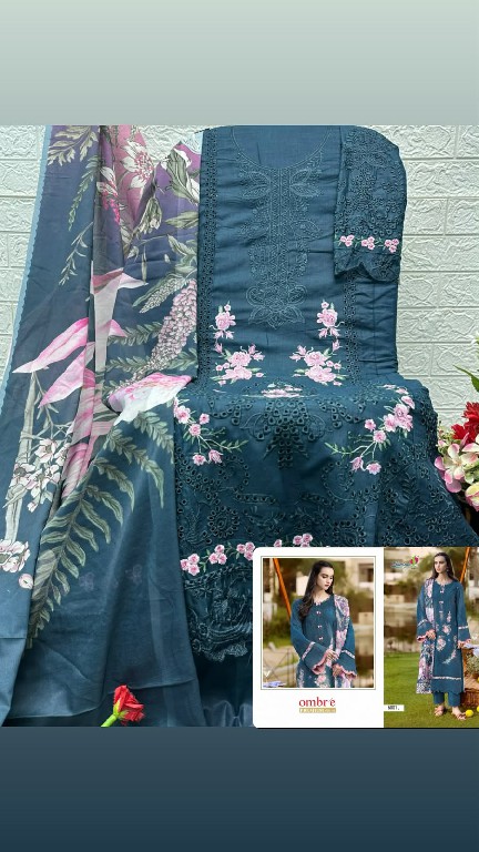 SANIYA TRENDZ OMBRE PREMIUM VOL  D.NO 6001J TO 6001M WHOLESALE COTTON CHIKANKARI EMBROIDERED UNSTITCH SALWAR SUITS SUPPLIER