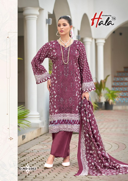 HALA EMBROIDERED WHOLESALE SELF WORK LAWN BEAUTIFUL UNSTITCH SALWAR SUITS EXPORTER