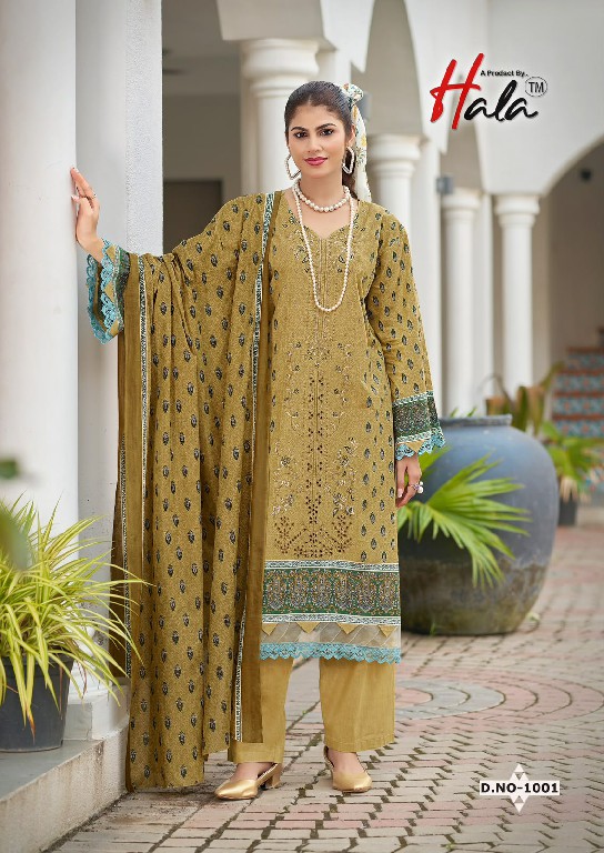 HALA EMBROIDERED WHOLESALE SELF WORK LAWN BEAUTIFUL UNSTITCH SALWAR SUITS EXPORTER