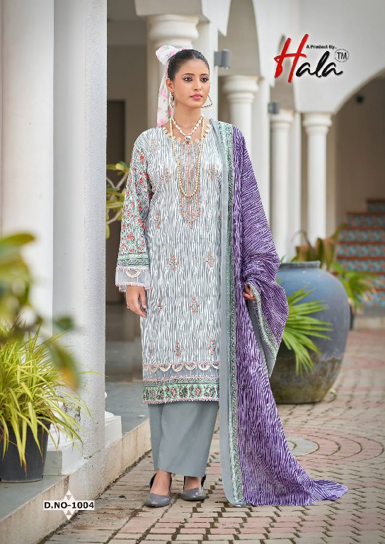 HALA EMBROIDERED WHOLESALE SELF WORK LAWN BEAUTIFUL UNSTITCH SALWAR SUITS EXPORTER