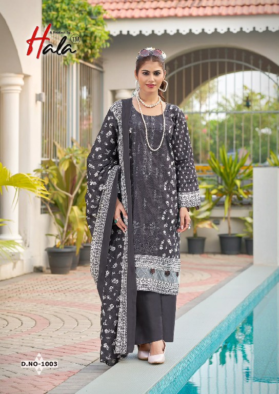 HALA EMBROIDERED WHOLESALE SELF WORK LAWN BEAUTIFUL UNSTITCH SALWAR SUITS EXPORTER