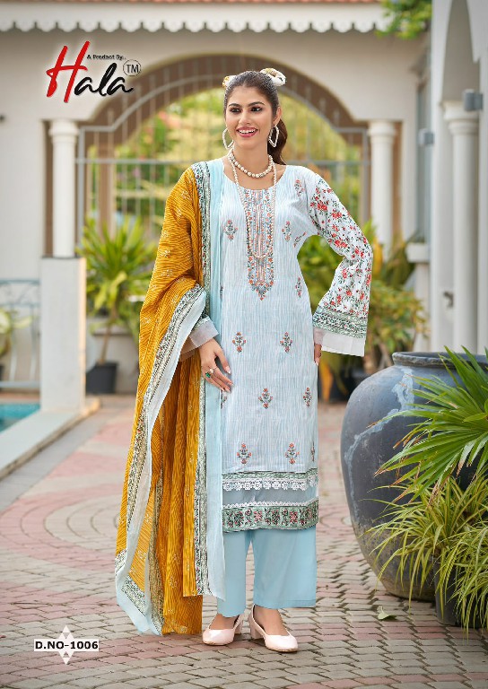 HALA EMBROIDERED WHOLESALE SELF WORK LAWN BEAUTIFUL UNSTITCH SALWAR SUITS EXPORTER