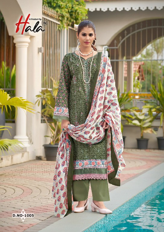 HALA EMBROIDERED WHOLESALE SELF WORK LAWN BEAUTIFUL UNSTITCH SALWAR SUITS EXPORTER