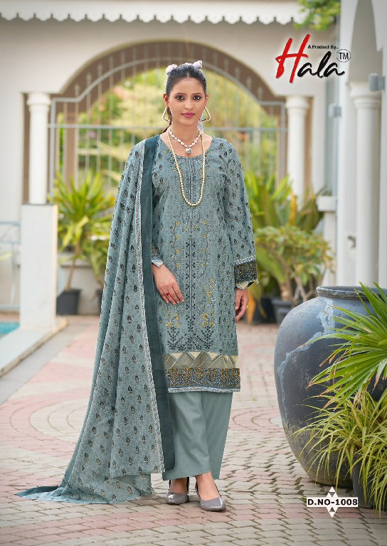 HALA EMBROIDERED WHOLESALE SELF WORK LAWN BEAUTIFUL UNSTITCH SALWAR SUITS EXPORTER
