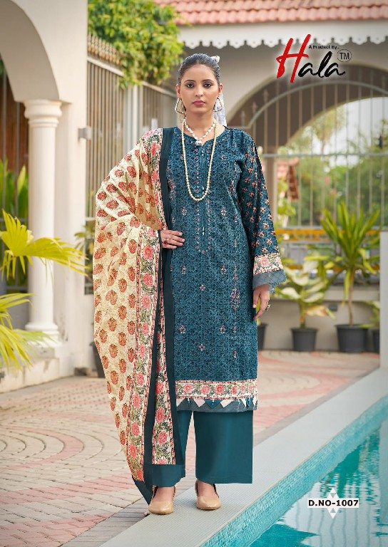 HALA EMBROIDERED WHOLESALE SELF WORK LAWN BEAUTIFUL UNSTITCH SALWAR SUITS EXPORTER