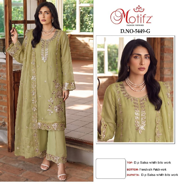 MOTIFZ D.NO 5449 WHOLESALE SALSA WITH WORK PAKISTANI UNSTITCH SALWAR SUITS FOR EXPORT