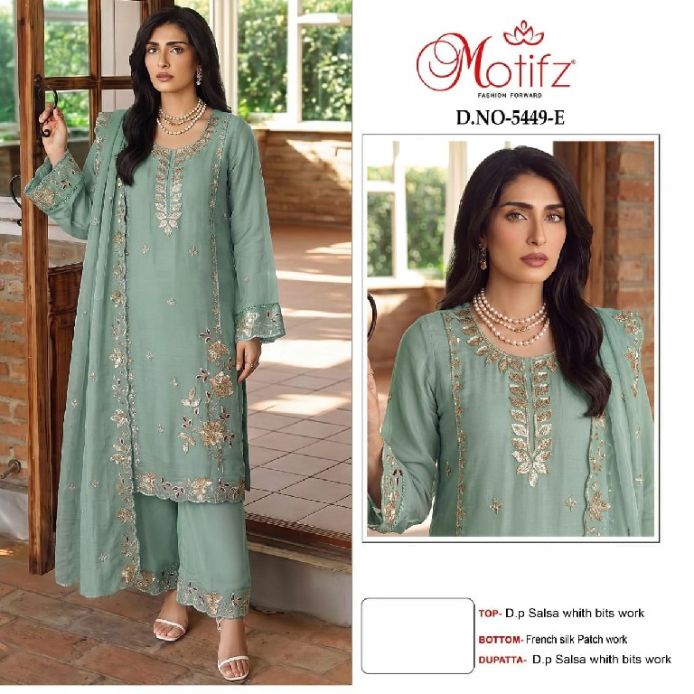 MOTIFZ D.NO 5449 WHOLESALE SALSA WITH WORK PAKISTANI UNSTITCH SALWAR SUITS FOR EXPORT