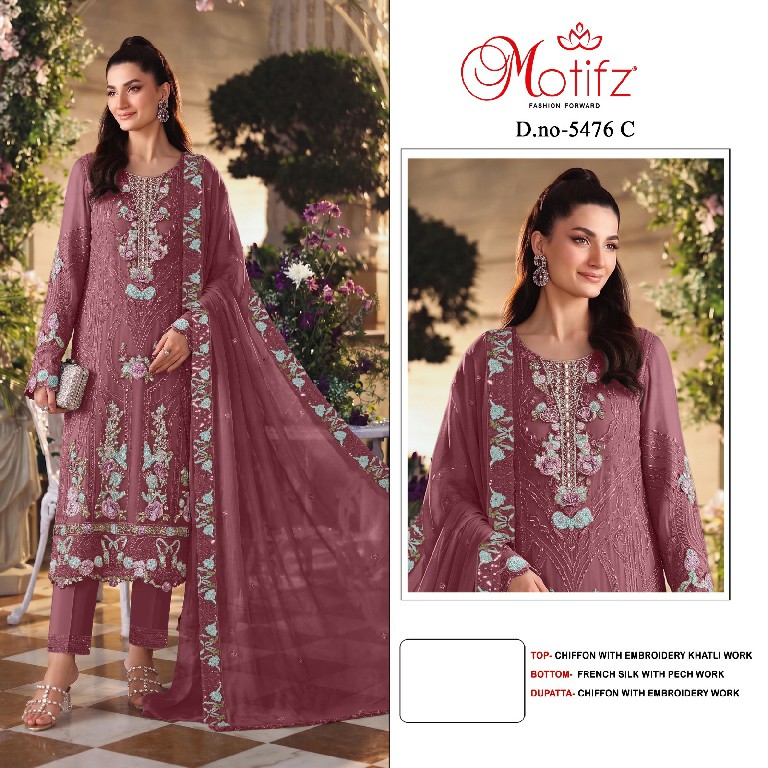 MOTIFZ D.NO 5476 WHOLESALE FRUIT CHIFFON PAKISTANI GORGEOUS LOOK UNSTITCH SALWAR SUITS EXPORTER