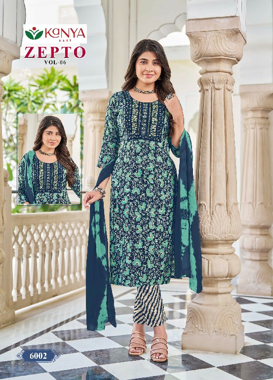 KANYA KART ZEPTO VOL 6 WHOLESALE READYMADE CAPSUAL PRINT REGULAR WEAR 3 PCS SUITS EXPORTER
