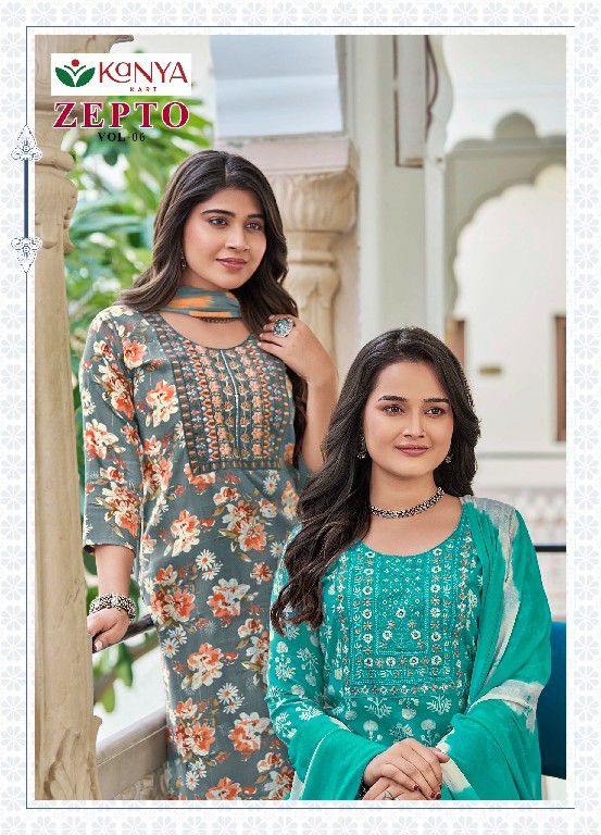 KANYA KART ZEPTO VOL 6 WHOLESALE READYMADE CAPSUAL PRINT REGULAR WEAR 3 PCS SUITS EXPORTER