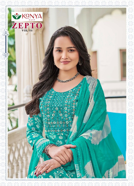 KANYA KART ZEPTO VOL 6 WHOLESALE READYMADE CAPSUAL PRINT REGULAR WEAR 3 PCS SUITS EXPORTER