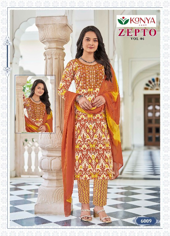 KANYA KART ZEPTO VOL 6 WHOLESALE READYMADE CAPSUAL PRINT REGULAR WEAR 3 PCS SUITS EXPORTER