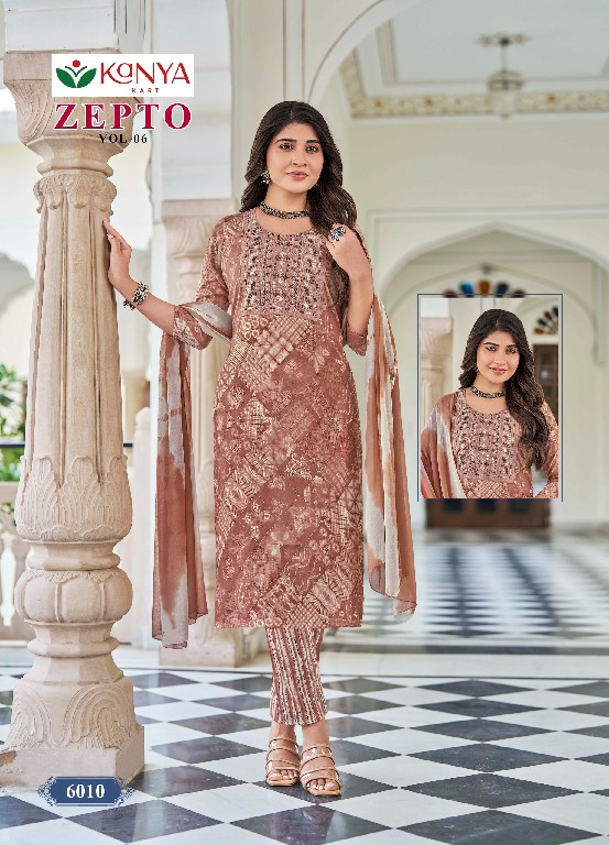 KANYA KART ZEPTO VOL 6 WHOLESALE READYMADE CAPSUAL PRINT REGULAR WEAR 3 PCS SUITS EXPORTER
