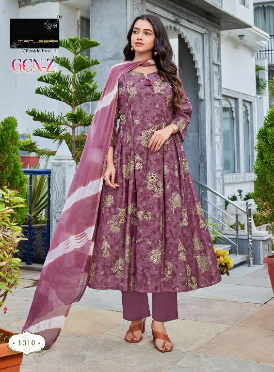 MANJEERA GEN-Z WHOLESALE READYMADE GADHWAL HEAVY GOLD PRINT 3 PCS SUITS FOR WOMEN ONLINE