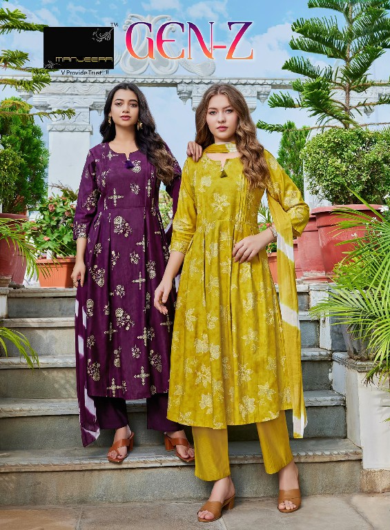 MANJEERA GEN-Z WHOLESALE READYMADE GADHWAL HEAVY GOLD PRINT 3 PCS SUITS FOR WOMEN ONLINE