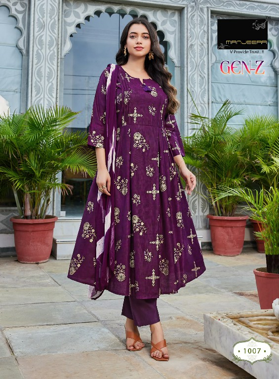 MANJEERA GEN-Z WHOLESALE READYMADE GADHWAL HEAVY GOLD PRINT 3 PCS SUITS FOR WOMEN ONLINE