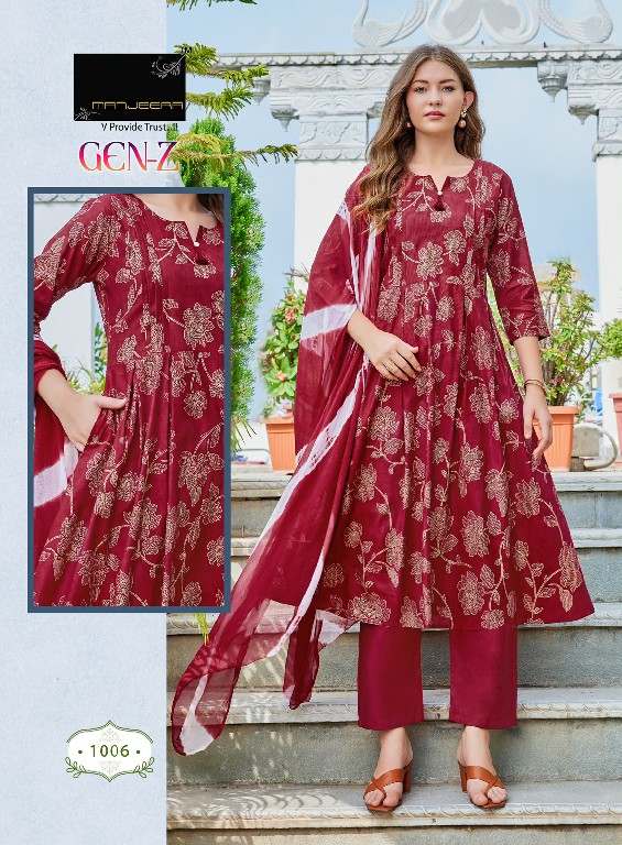 MANJEERA GEN-Z WHOLESALE READYMADE GADHWAL HEAVY GOLD PRINT 3 PCS SUITS FOR WOMEN ONLINE