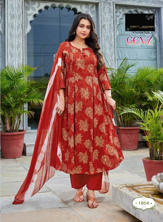 MANJEERA GEN-Z WHOLESALE READYMADE GADHWAL HEAVY GOLD PRINT 3 PCS SUITS FOR WOMEN ONLINE