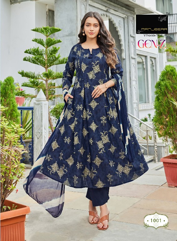 MANJEERA GEN-Z WHOLESALE READYMADE GADHWAL HEAVY GOLD PRINT 3 PCS SUITS FOR WOMEN ONLINE