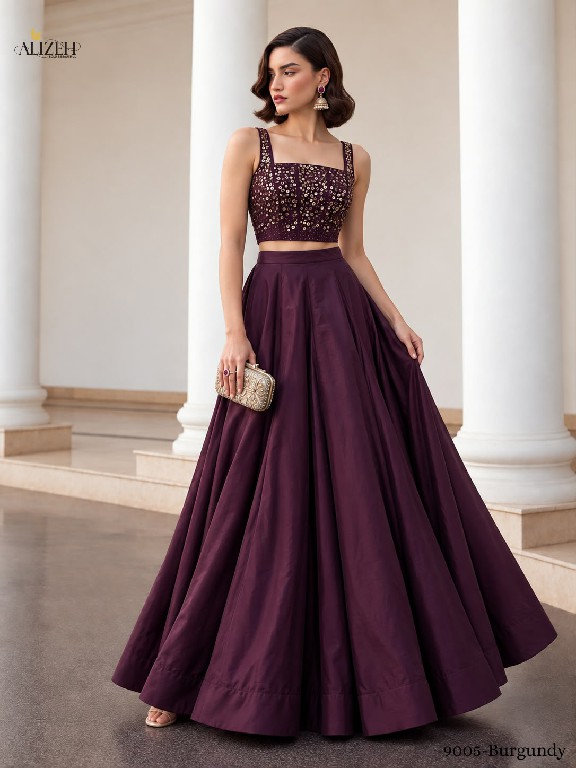 ALIZEH D.NO 9005 COLOURS WHOLESALE SOFT SILK MODERN STYLISH READYMADE LEHENGA FOR WOMEN ONLINE