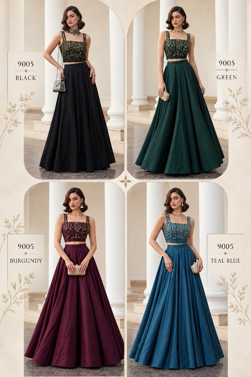 ALIZEH D.NO 9005 COLOURS WHOLESALE SOFT SILK MODERN STYLISH READYMADE LEHENGA FOR WOMEN ONLINE
