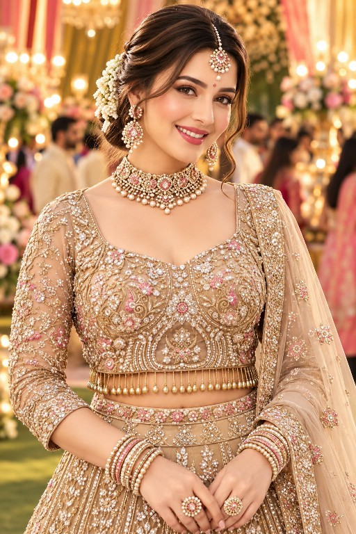 MRUDANGI SAIRA WHOLESALE READYMADE PREMIUM NET FULL HEAVY LOOK BEADS WORK STYLISH LEHENGA CHOLI EXPORTER