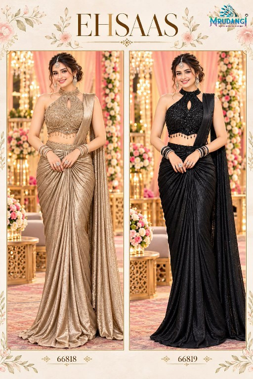 MRUDANGI EHSAAS WHOLESALE REAL SATIN CRUSH READY TO WEAR PARTY WEAR SAREES FOR WOMEN ONLINE