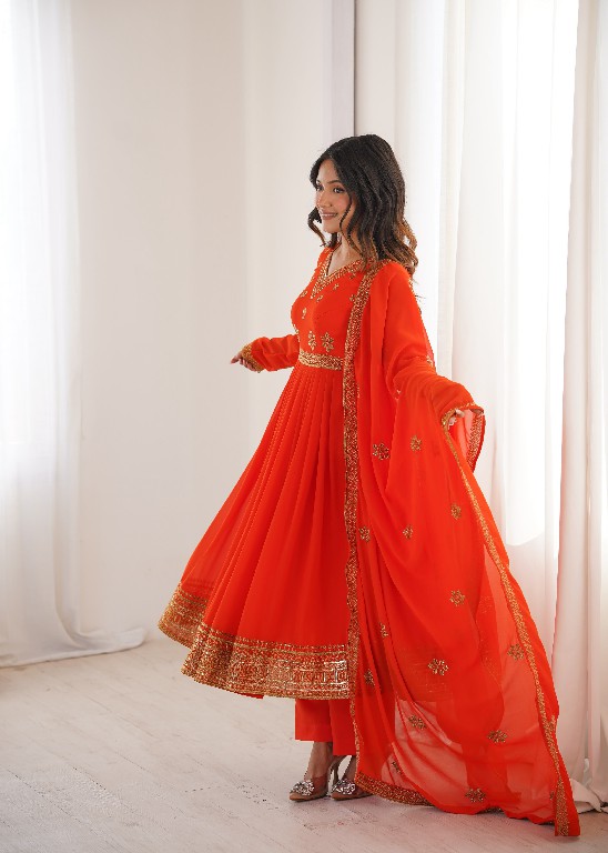 SP SERIES D.NO SP-104 WHOLESALE READYMADE FAUX GEORGETTE ANARKALI STYLE DESIGNER 3 PCS SUITS EXPORTER