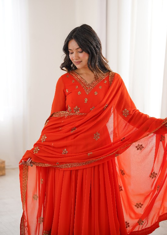 SP SERIES D.NO SP-104 WHOLESALE READYMADE FAUX GEORGETTE ANARKALI STYLE DESIGNER 3 PCS SUITS EXPORTER