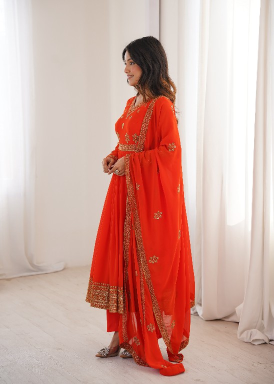 SP SERIES D.NO SP-104 WHOLESALE READYMADE FAUX GEORGETTE ANARKALI STYLE DESIGNER 3 PCS SUITS EXPORTER