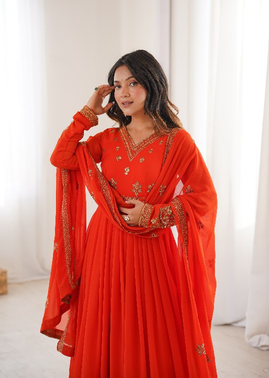 SP SERIES D.NO SP-104 WHOLESALE READYMADE FAUX GEORGETTE ANARKALI STYLE DESIGNER 3 PCS SUITS EXPORTER