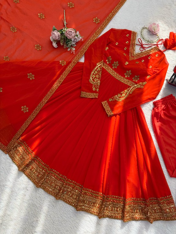 SP SERIES D.NO SP-104 WHOLESALE READYMADE FAUX GEORGETTE ANARKALI STYLE DESIGNER 3 PCS SUITS EXPORTER