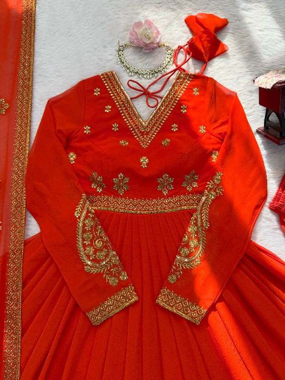 SP SERIES D.NO SP-104 WHOLESALE READYMADE FAUX GEORGETTE ANARKALI STYLE DESIGNER 3 PCS SUITS EXPORTER