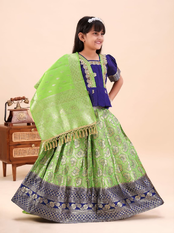 TEXTILEDEAL PRESENT READYMADE JACQUARD PATOLA STYLE LEHENGA CHOLI FOR KIDS ONLINE