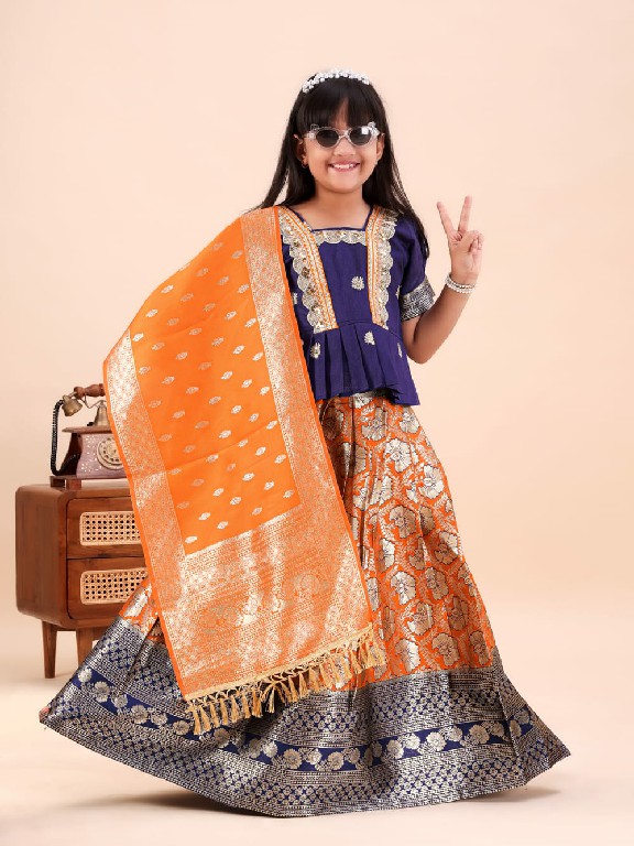 TEXTILEDEAL PRESENT READYMADE JACQUARD PATOLA STYLE LEHENGA CHOLI FOR KIDS ONLINE