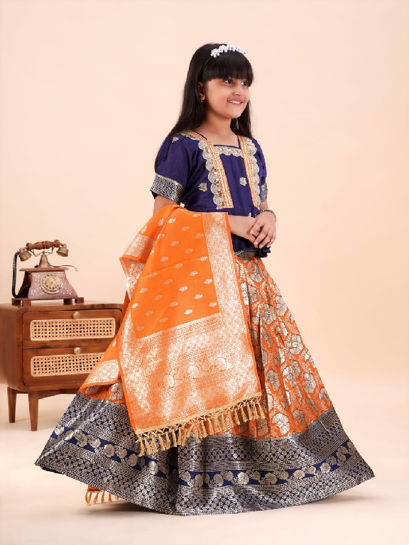 TEXTILEDEAL PRESENT READYMADE JACQUARD PATOLA STYLE LEHENGA CHOLI FOR KIDS ONLINE