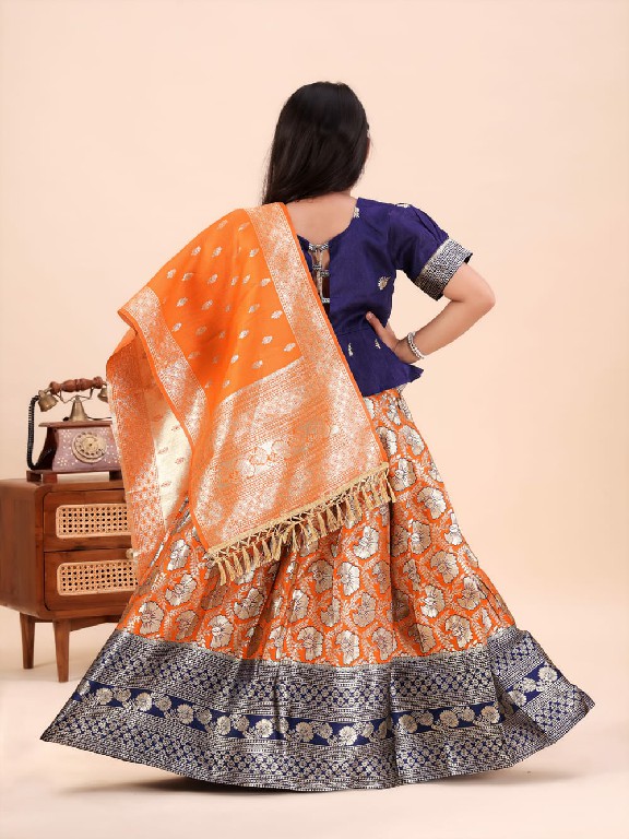 TEXTILEDEAL PRESENT READYMADE JACQUARD PATOLA STYLE LEHENGA CHOLI FOR KIDS ONLINE