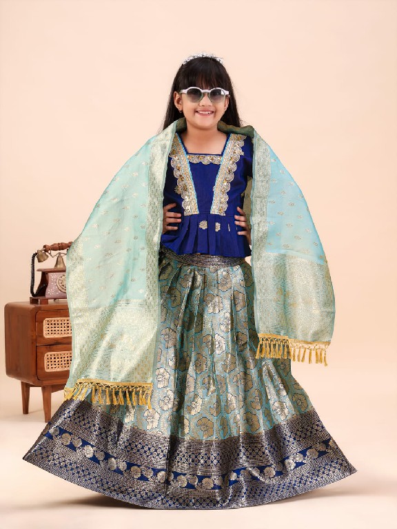 TEXTILEDEAL PRESENT READYMADE JACQUARD PATOLA STYLE LEHENGA CHOLI FOR KIDS ONLINE