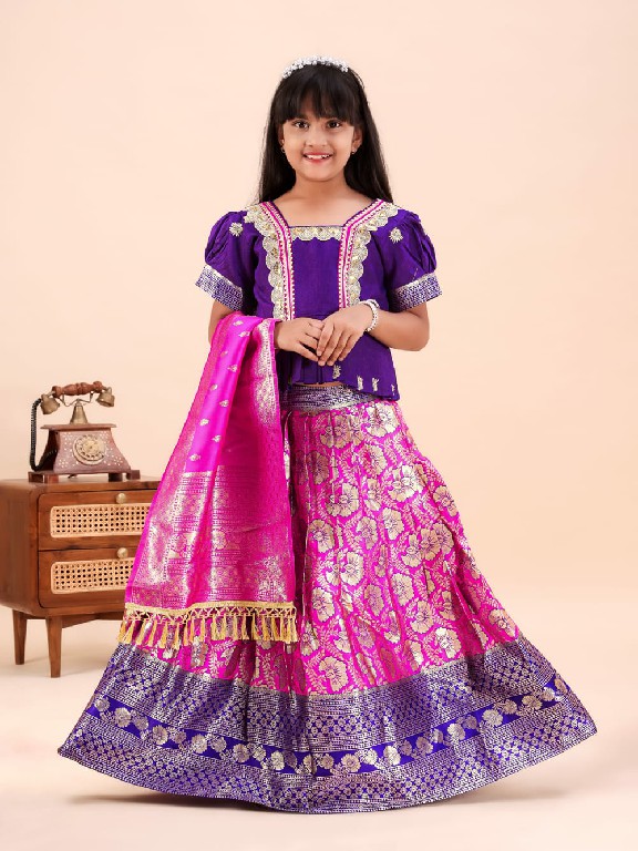TEXTILEDEAL PRESENT READYMADE JACQUARD PATOLA STYLE LEHENGA CHOLI FOR KIDS ONLINE