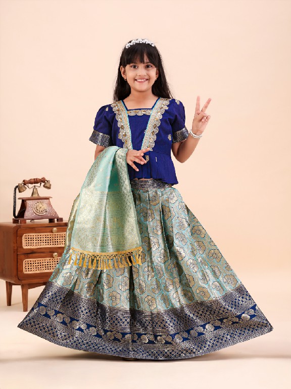 TEXTILEDEAL PRESENT READYMADE JACQUARD PATOLA STYLE LEHENGA CHOLI FOR KIDS ONLINE