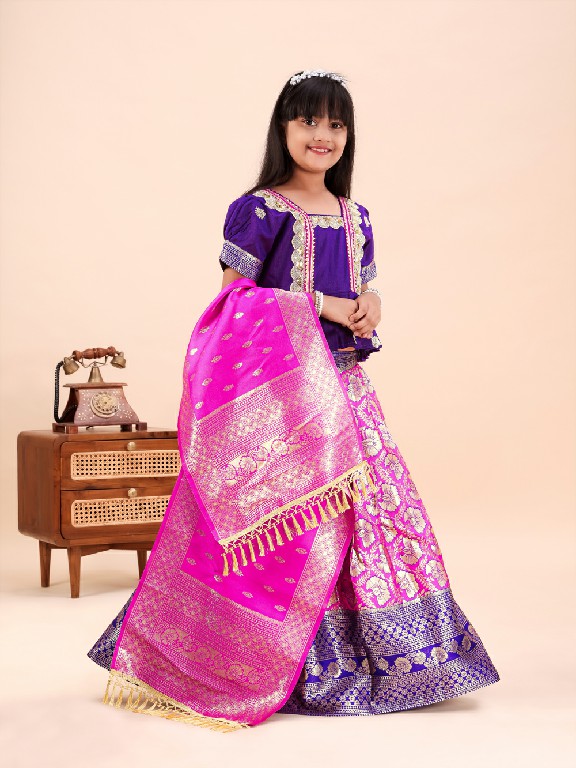 TEXTILEDEAL PRESENT READYMADE JACQUARD PATOLA STYLE LEHENGA CHOLI FOR KIDS ONLINE