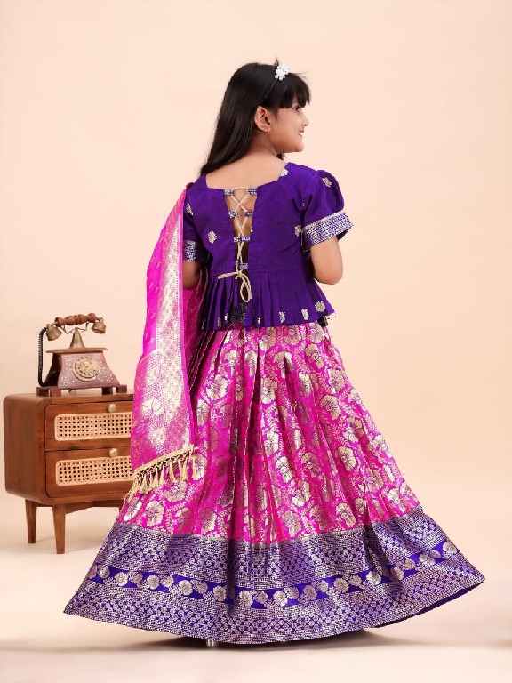 TEXTILEDEAL PRESENT READYMADE JACQUARD PATOLA STYLE LEHENGA CHOLI FOR KIDS ONLINE