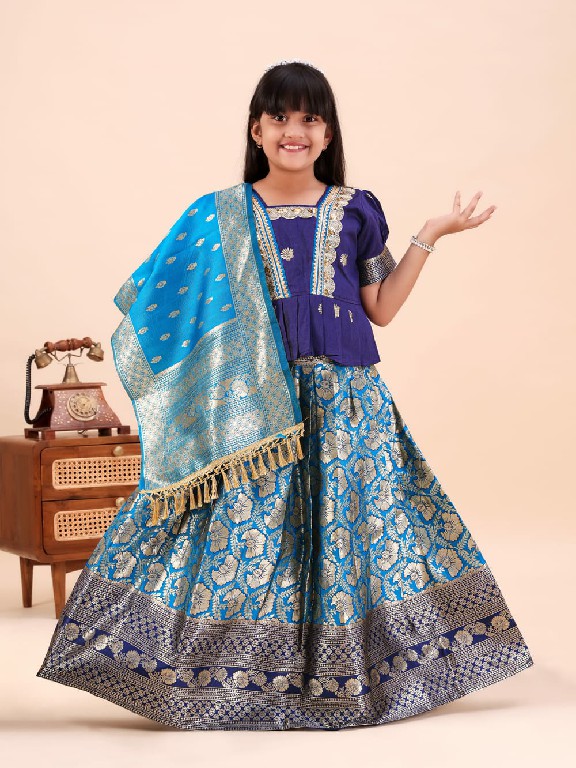 TEXTILEDEAL PRESENT READYMADE JACQUARD PATOLA STYLE LEHENGA CHOLI FOR KIDS ONLINE
