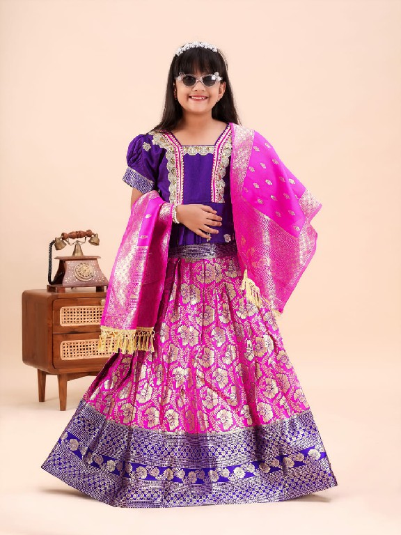 TEXTILEDEAL PRESENT READYMADE JACQUARD PATOLA STYLE LEHENGA CHOLI FOR KIDS ONLINE