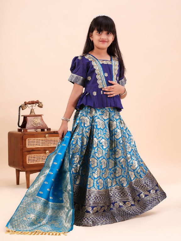 TEXTILEDEAL PRESENT READYMADE JACQUARD PATOLA STYLE LEHENGA CHOLI FOR KIDS ONLINE