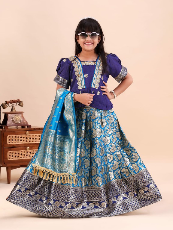 TEXTILEDEAL PRESENT READYMADE JACQUARD PATOLA STYLE LEHENGA CHOLI FOR KIDS ONLINE